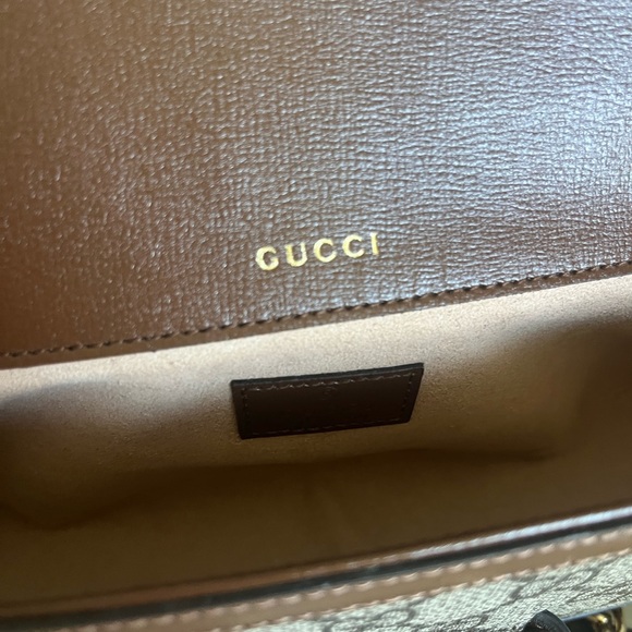 AUTHENTIC GUCCI  Horsebit 1955 leather & Coated Canvas crossbody - Picture 4 of 16